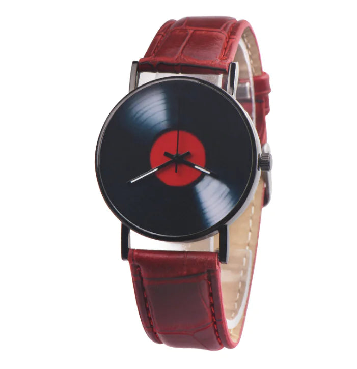 Elegant Leather Disk Watch