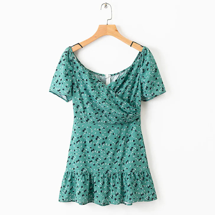 Chic Cross-Back Printed Dress