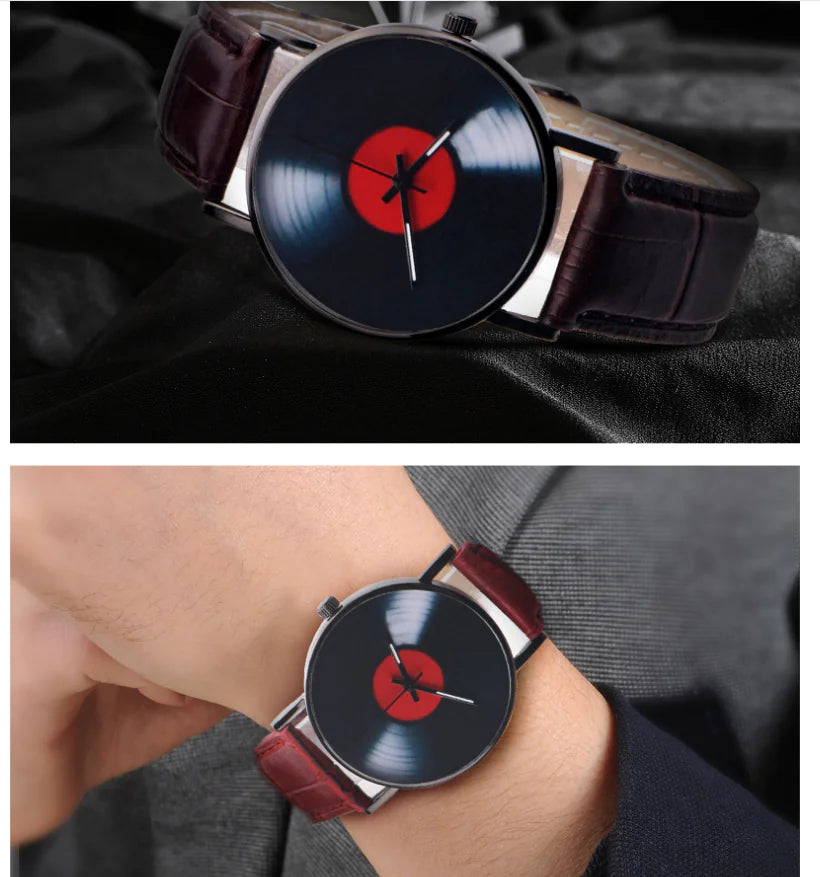 Elegant Leather Disk Watch