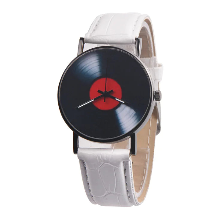 Elegant Leather Disk Watch