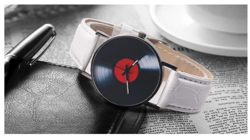 Elegant Leather Disk Watch