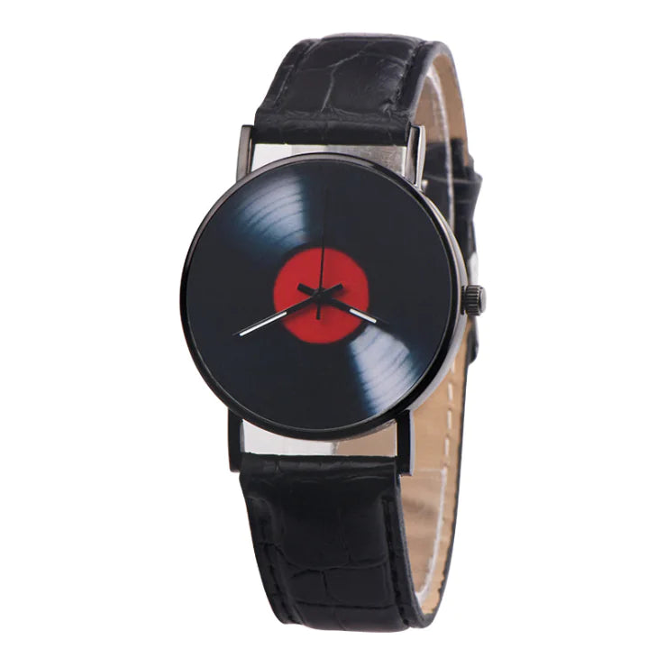 Elegant Leather Disk Watch